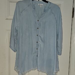 Chic Light Blue Button-Down Women's Shirt Hester & Orchard Large